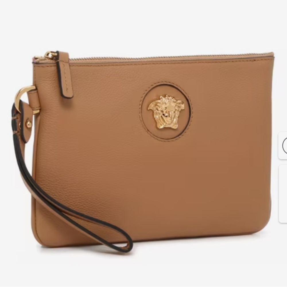 Versace Tan Wristlet Clutch